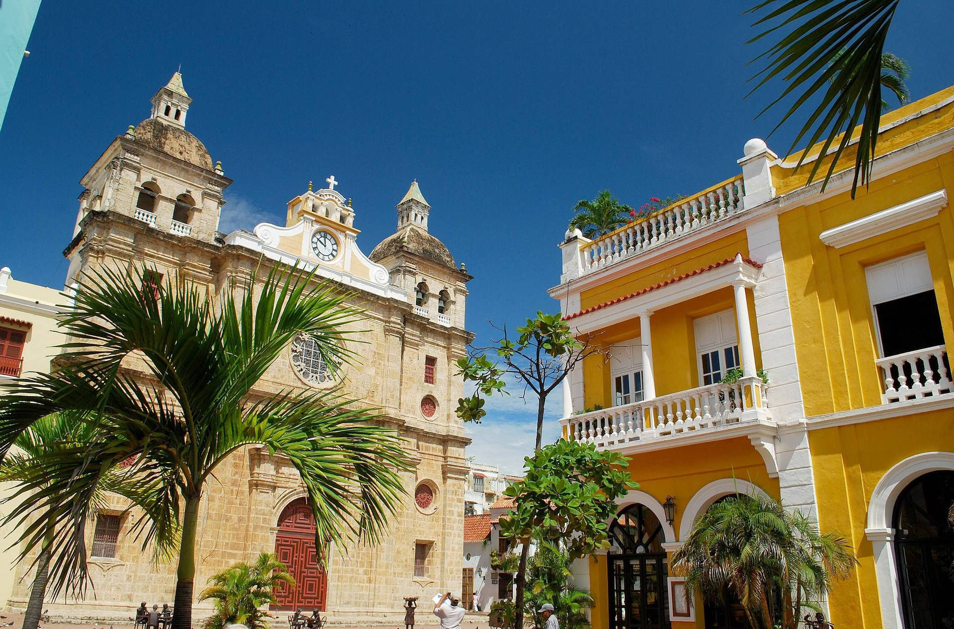 L'iconicosantuario De San Pedro Claver, Il Cuore Del Quartiere Storico Di Cartagena. Sfondo