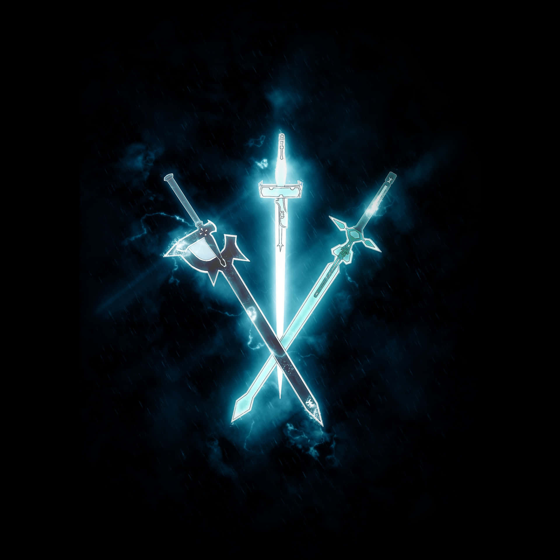 a sword and two swords on a dark background