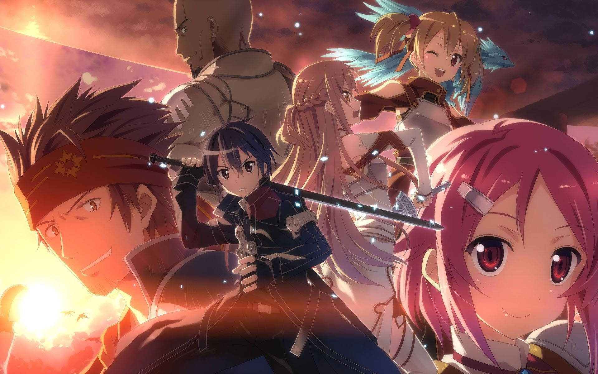 The Heroines of Sword Art Online Conquer the Red Sky Wallpaper
