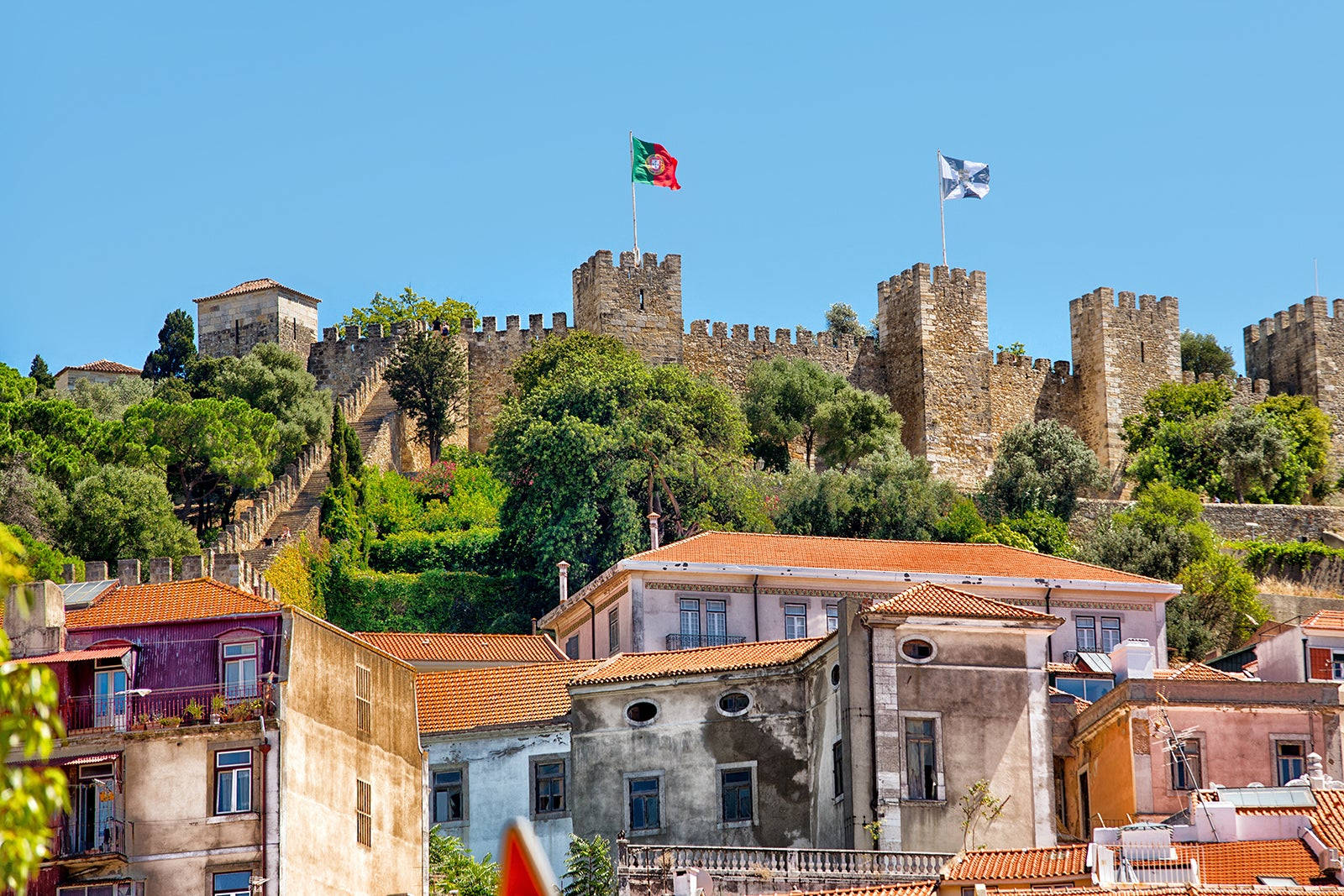 São Jorge Castle In Lisbon Background