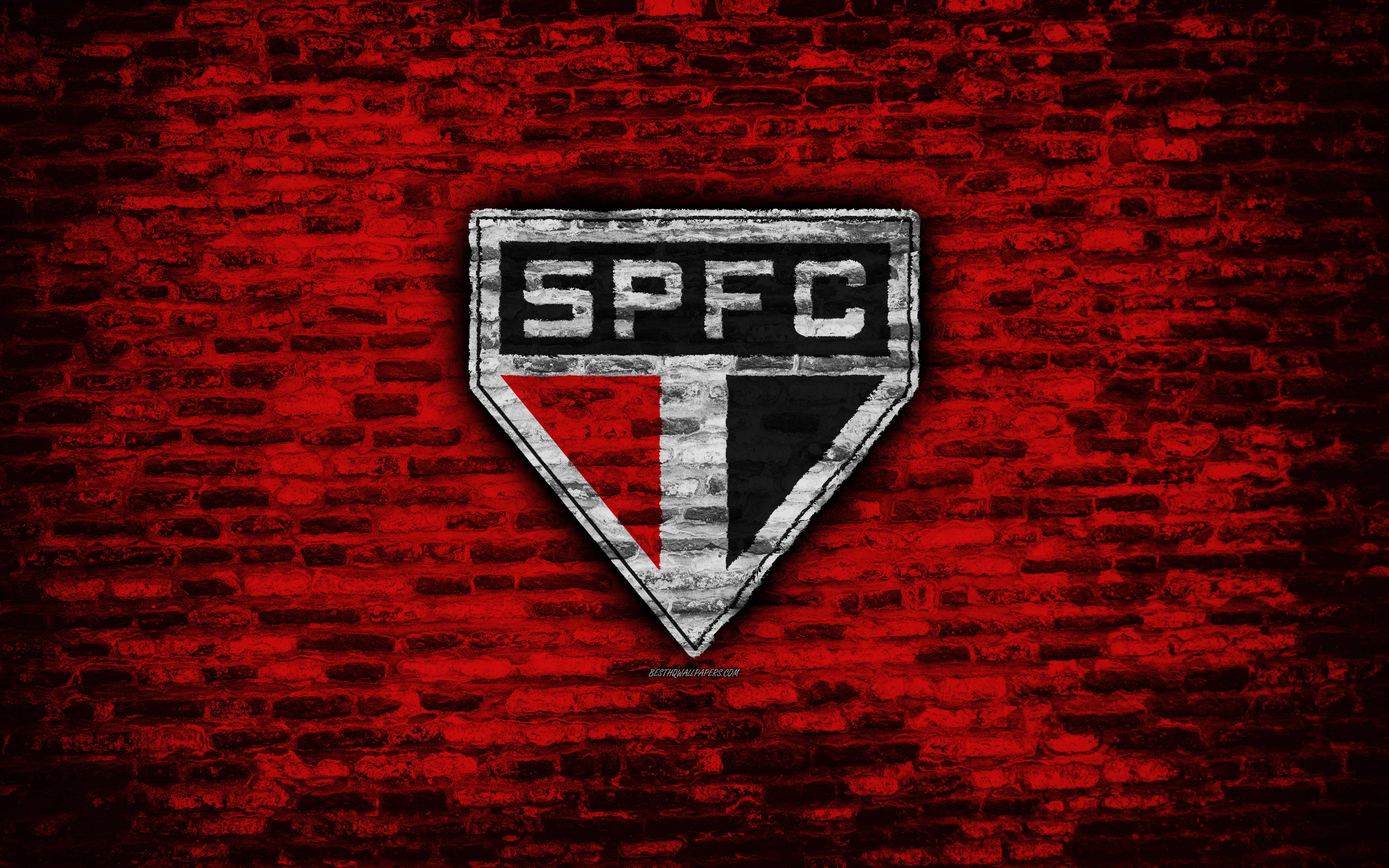 Logotipodo São Paulo Fc Em Tijolos Vermelhos. Papel de Parede