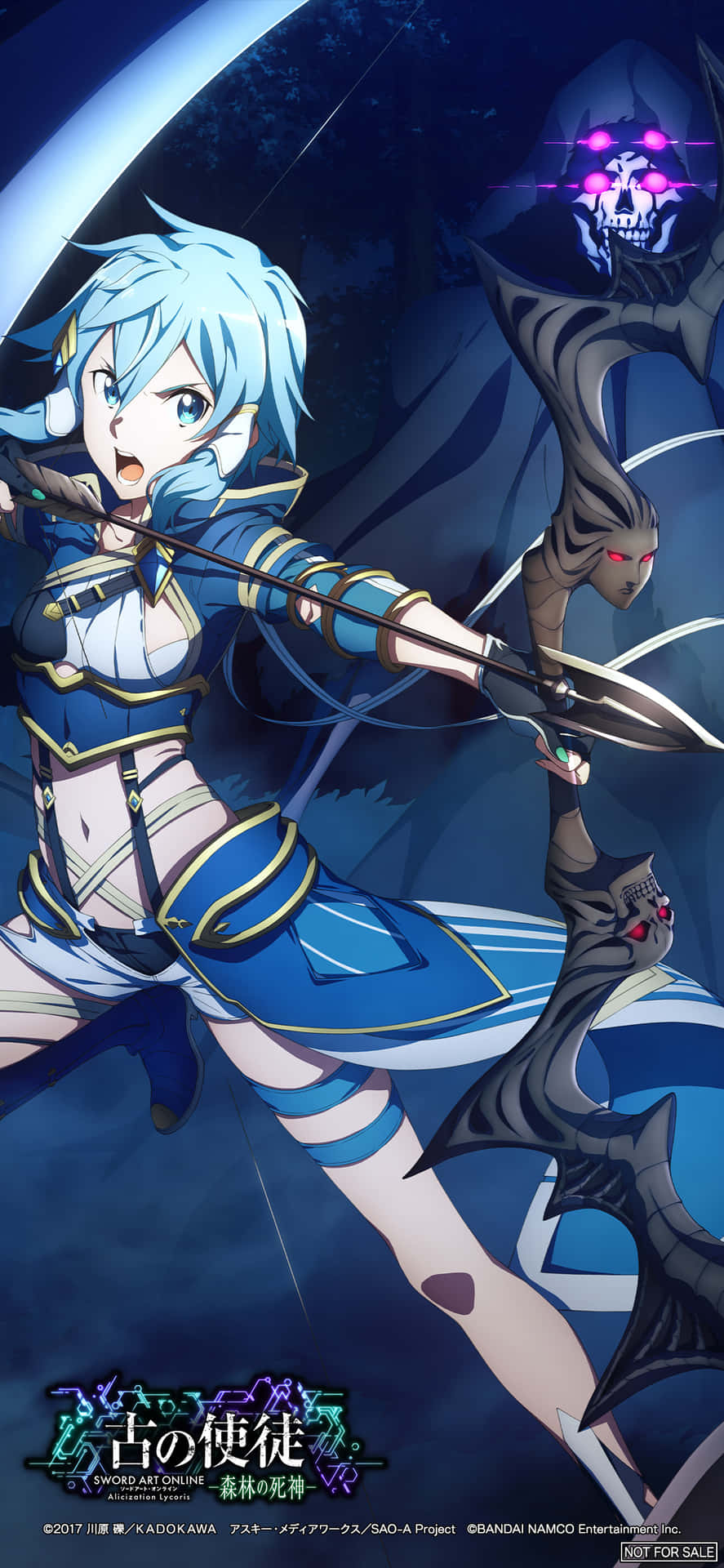 En pige med blåt hår og et sværd Wallpaper