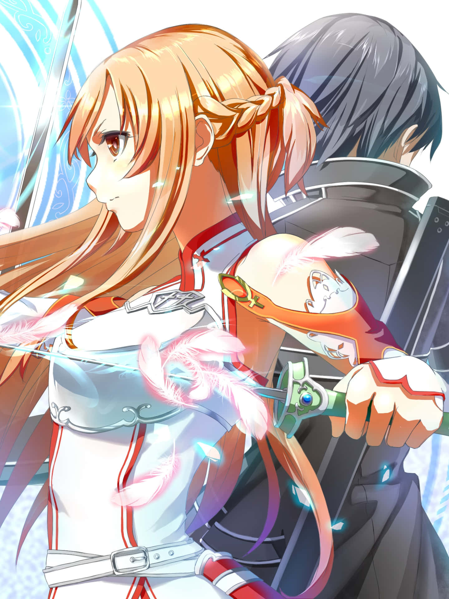 A Couple Of Anime Characters Holding Swords Wallpaper
