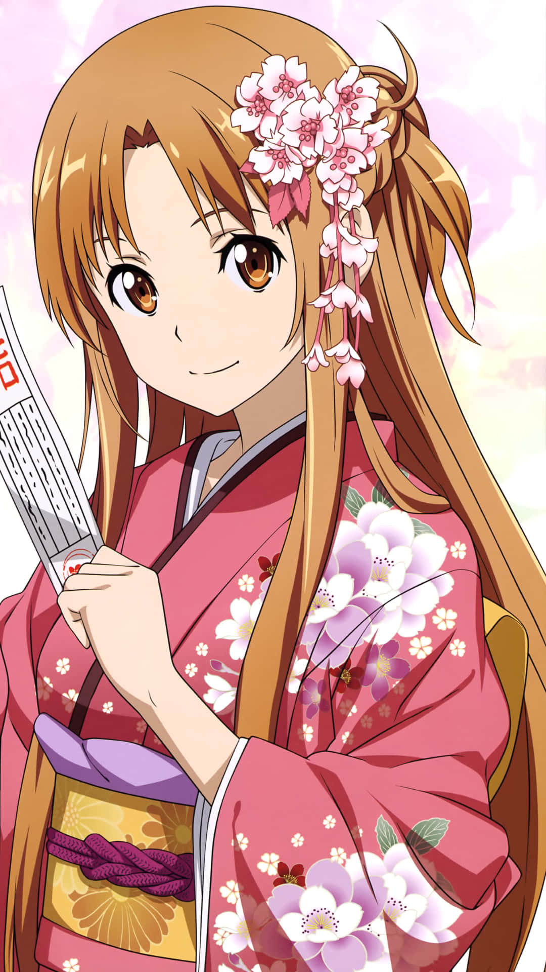 Unachica Con Un Kimono Sosteniendo Un Papel Fondo de pantalla