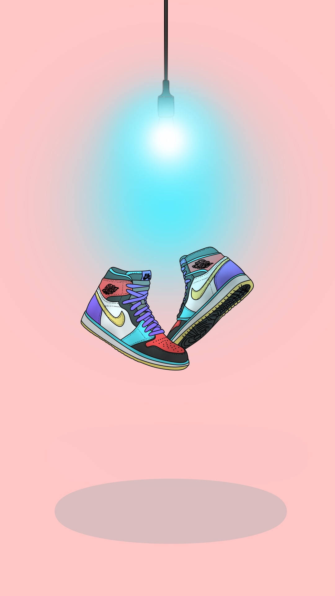 Sapatos Nike Coloridos De Desenhos Animados Leves Papel de Parede