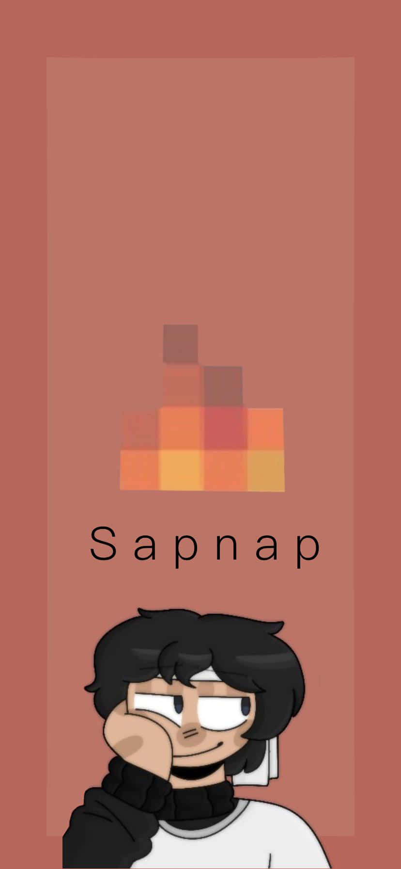 Minecraft Player Sapnap Icon With Pixel Fire Logo Wallpaper