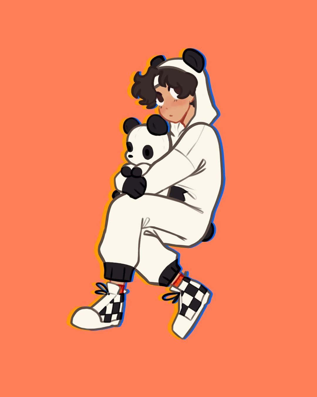 Youtubers Sapnap Cartoon Panda Outfit Wallpaper