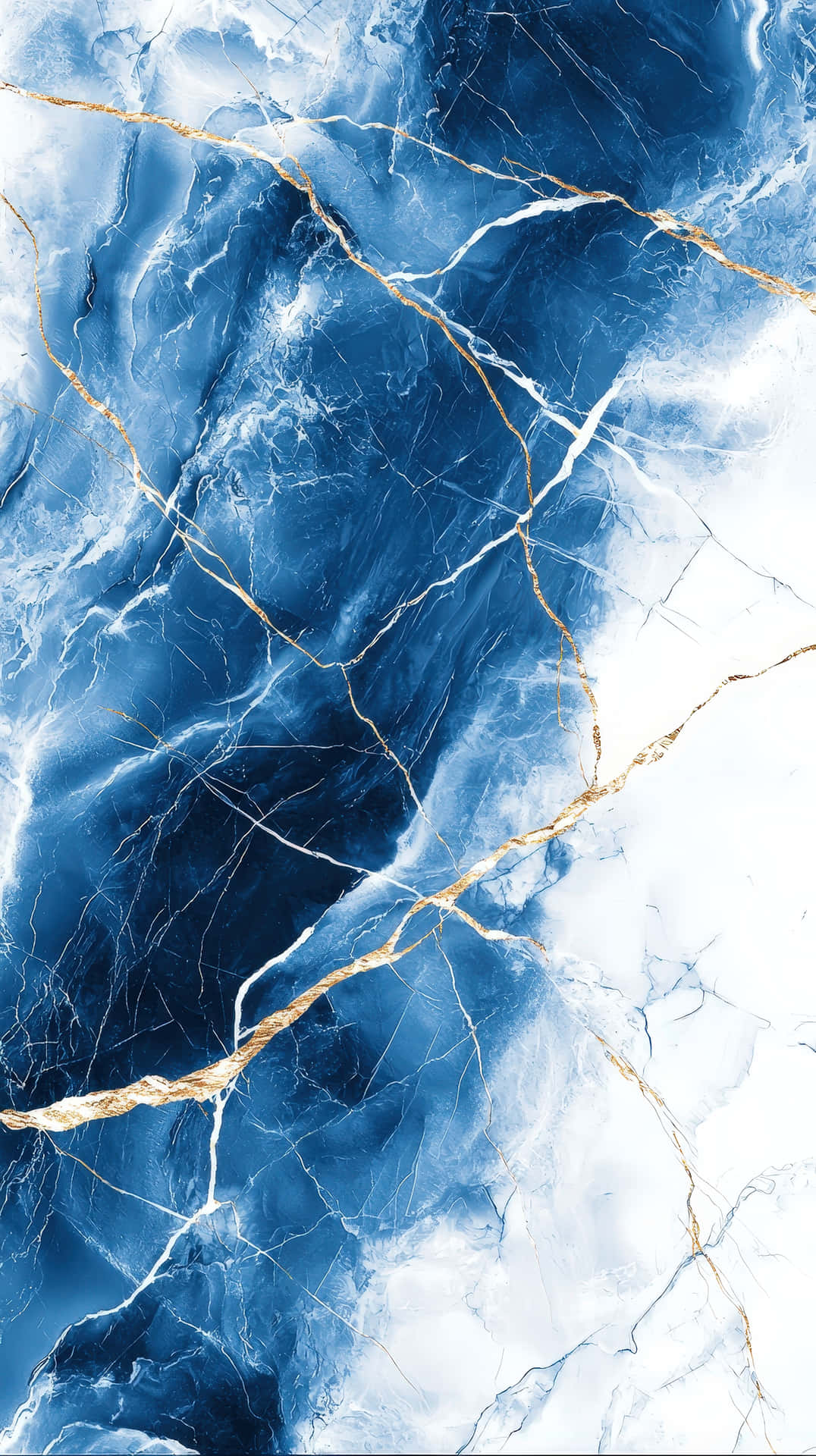 Sapphire Blue Marble Texture With Gold And White Vein Patterns Wallpaper