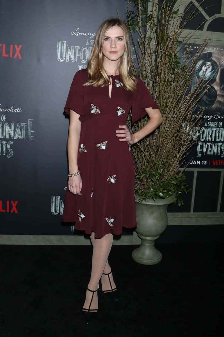 Sara Canning Red Dress Event Wallpaper