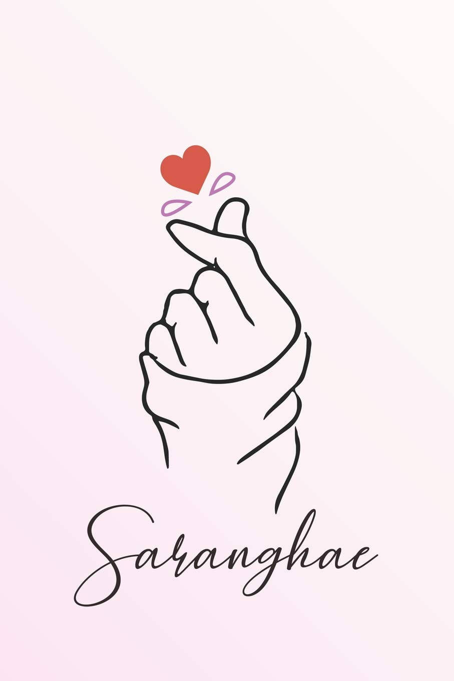 Saranghae Korean Finger Heart Background