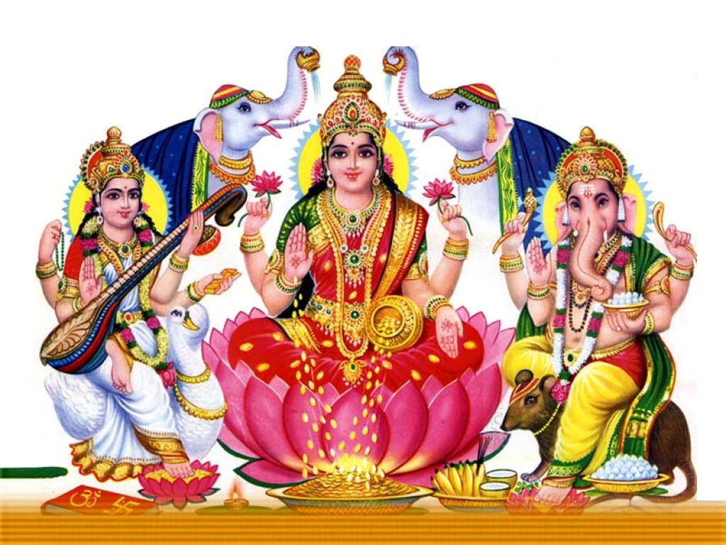 Saraswati Devi With Elephants Wallpaper