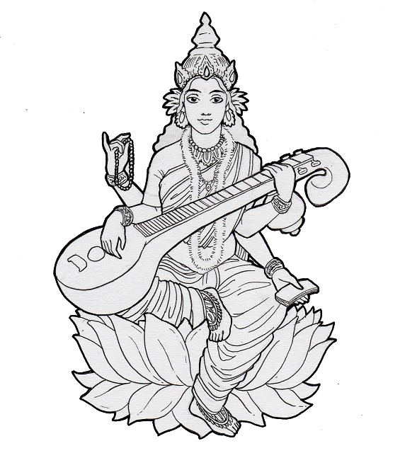 Saraswati Goddessof Knowledgeand Music PNG