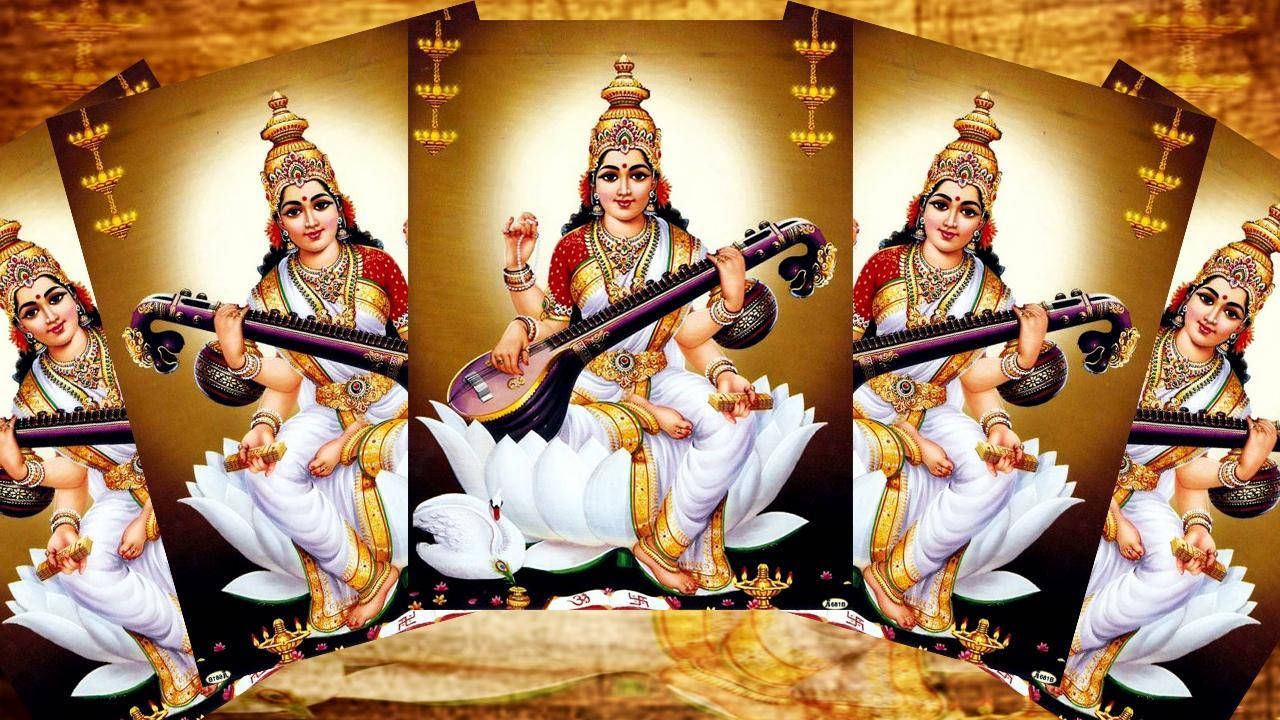 Saraswati Mata Cards Wallpaper