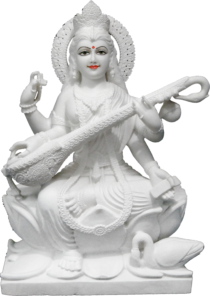 Saraswati Statue White Marble PNG