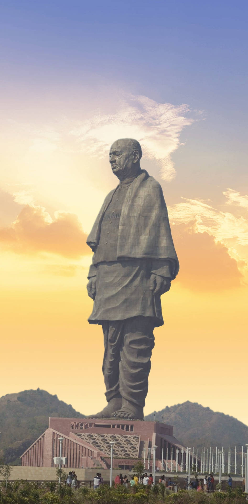 Sardar Patel Statua Durante Il Tramonto Sfondo