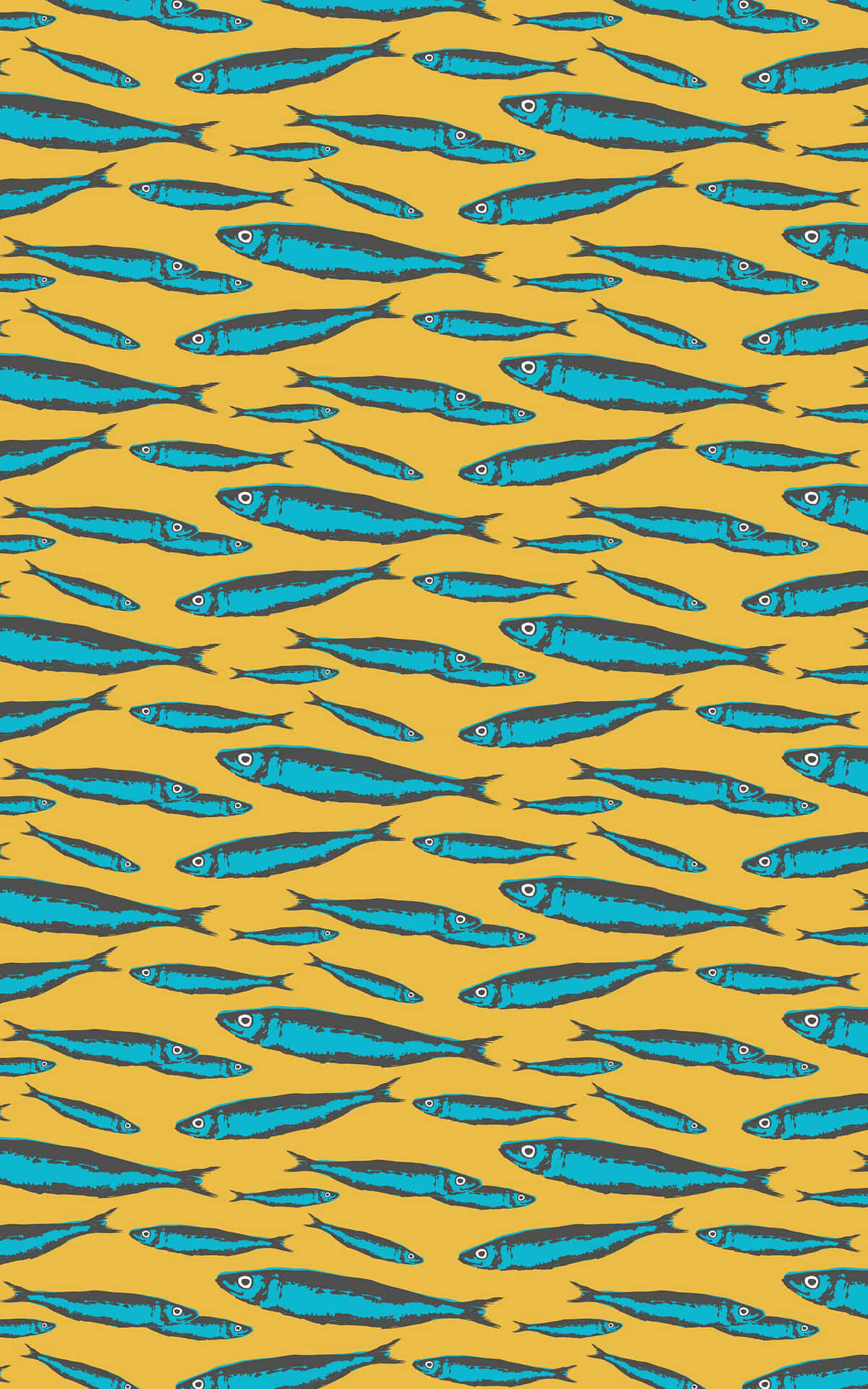 Sardine Pattern Yellow Background Wallpaper
