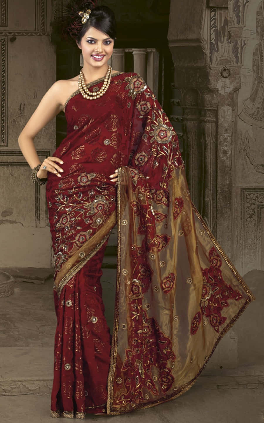 A Woman In A Red Sari