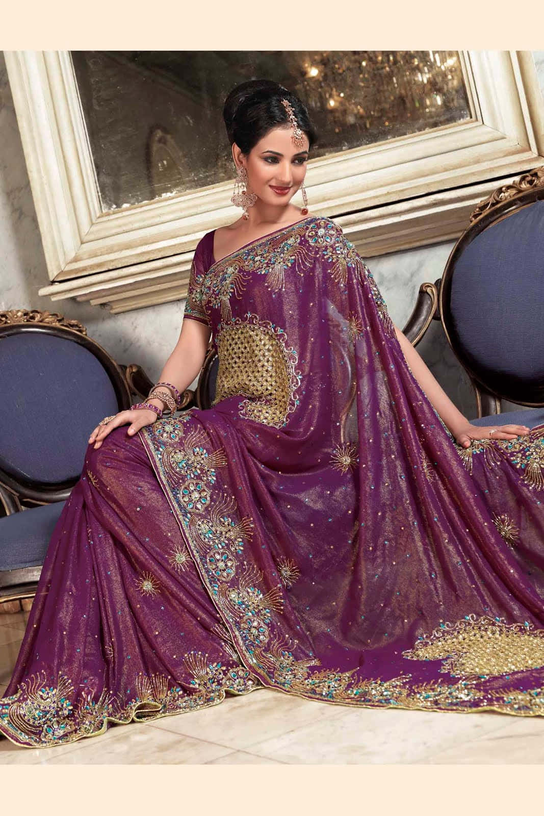 A Woman In A Purple Sari