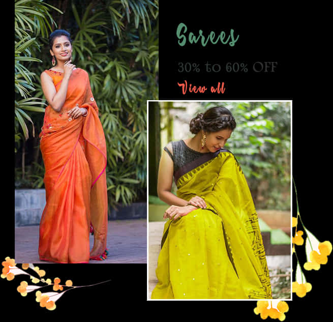 Saree Sale Promotion Models PNG