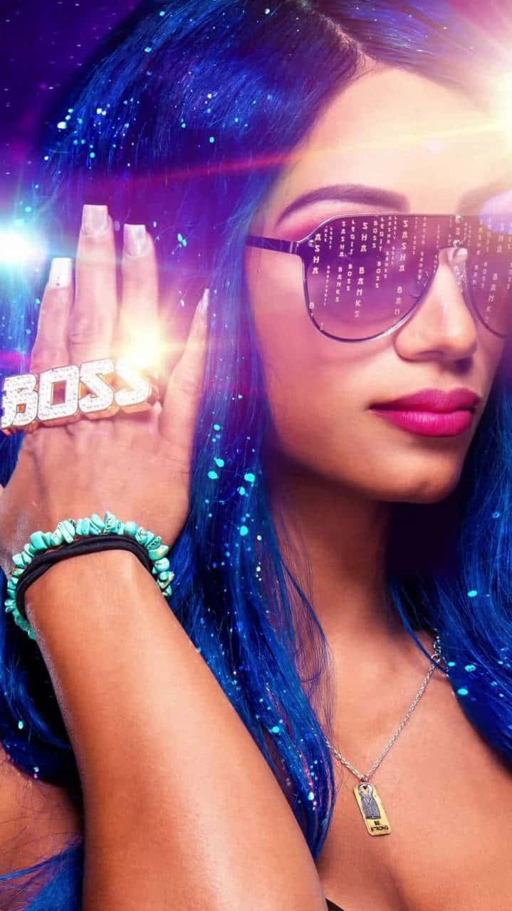 A Woman With Blue Hair And Sunglasses Wallpaper