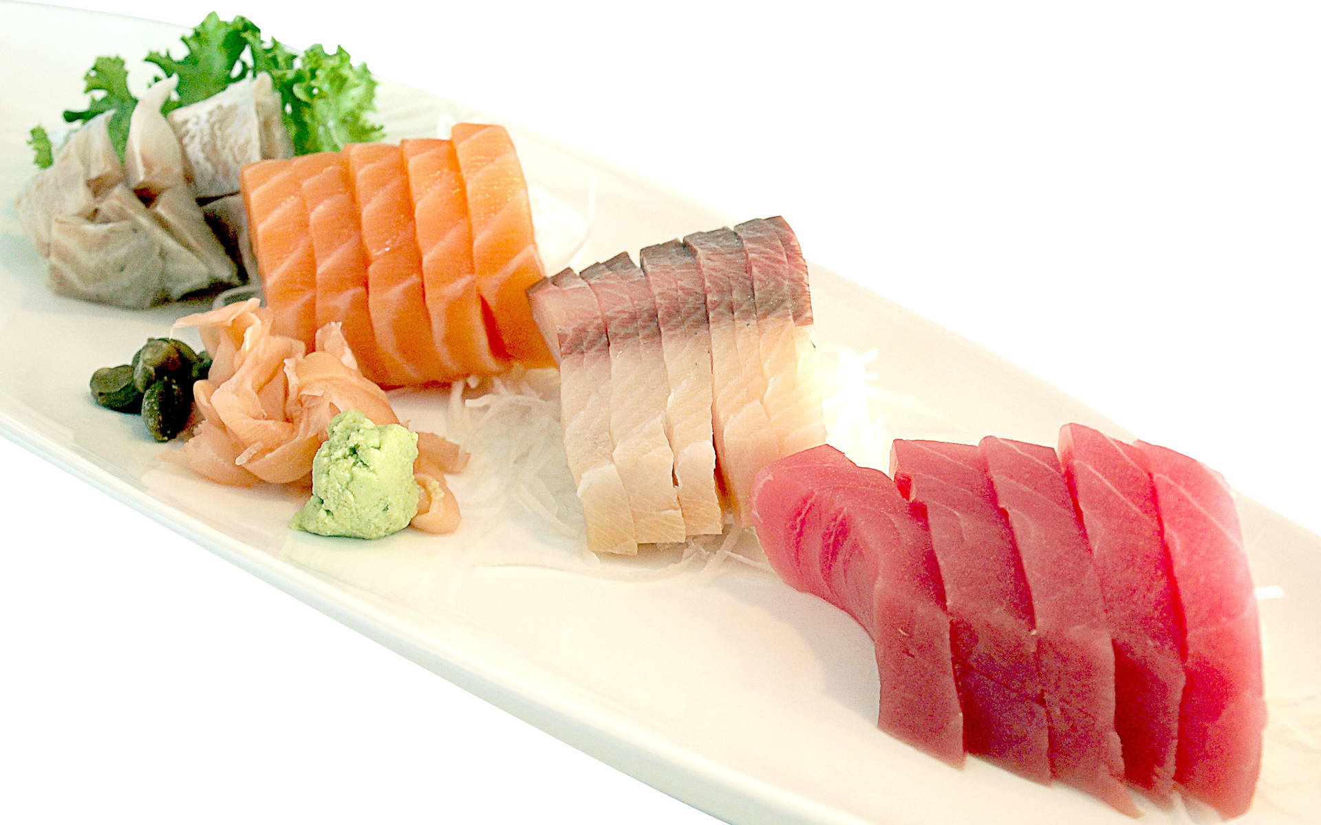 Sashimi Raw Fishes Sliced Pieces Wallpaper