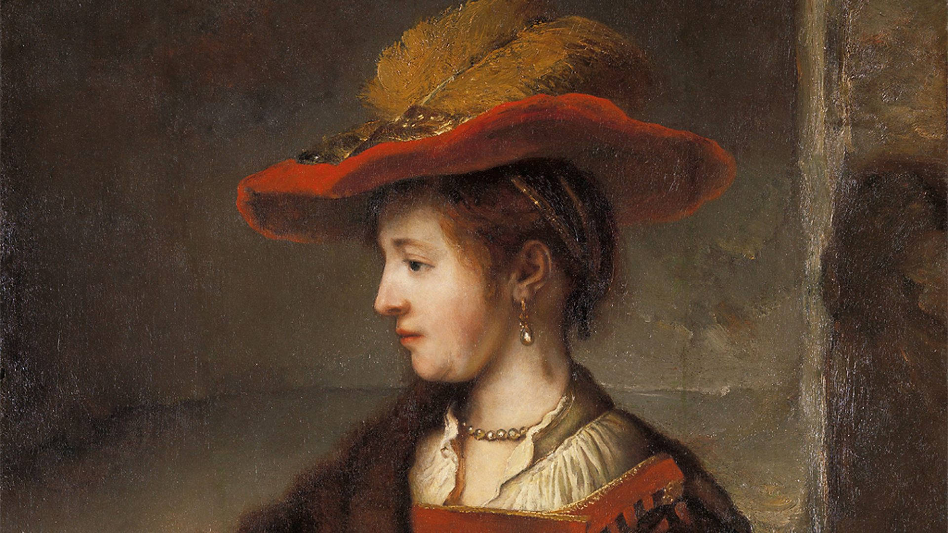 Retratode Saskia Van Uylenburgh Por Rembrandt Fondo de pantalla