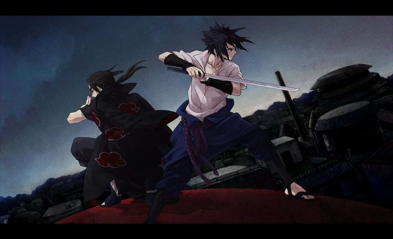 Sasuke og Itachi Sværd Kamp Tapet Wallpaper