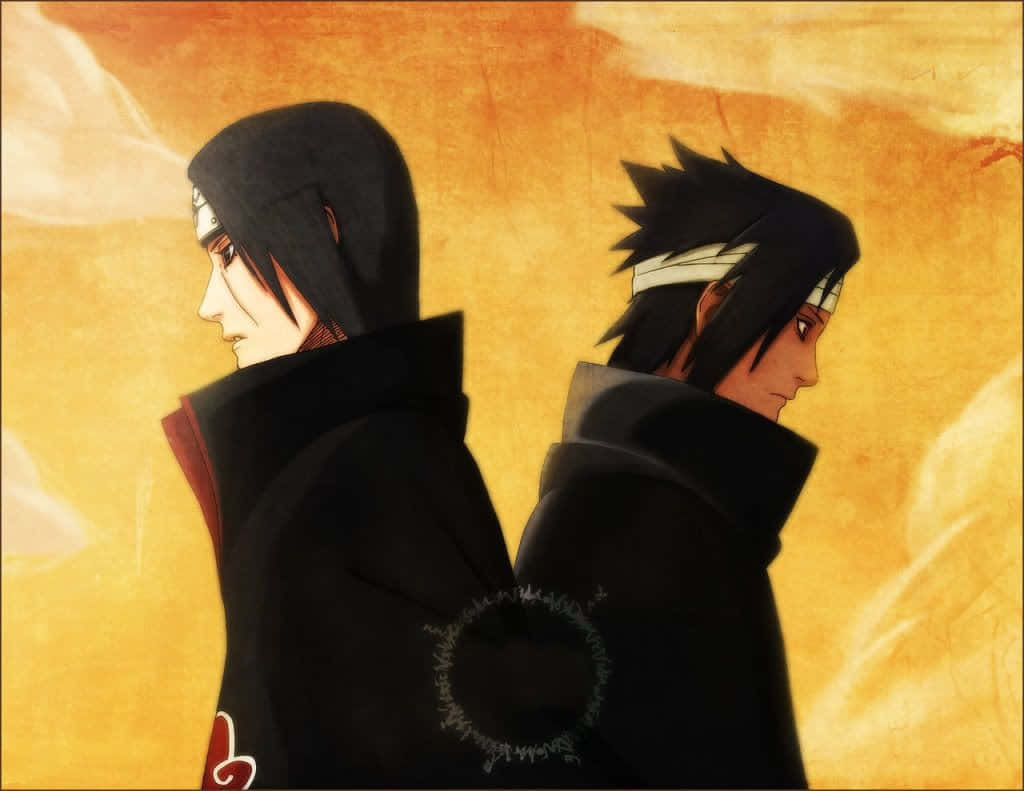 Sasuke And Itachi Yellow Background Wallpaper