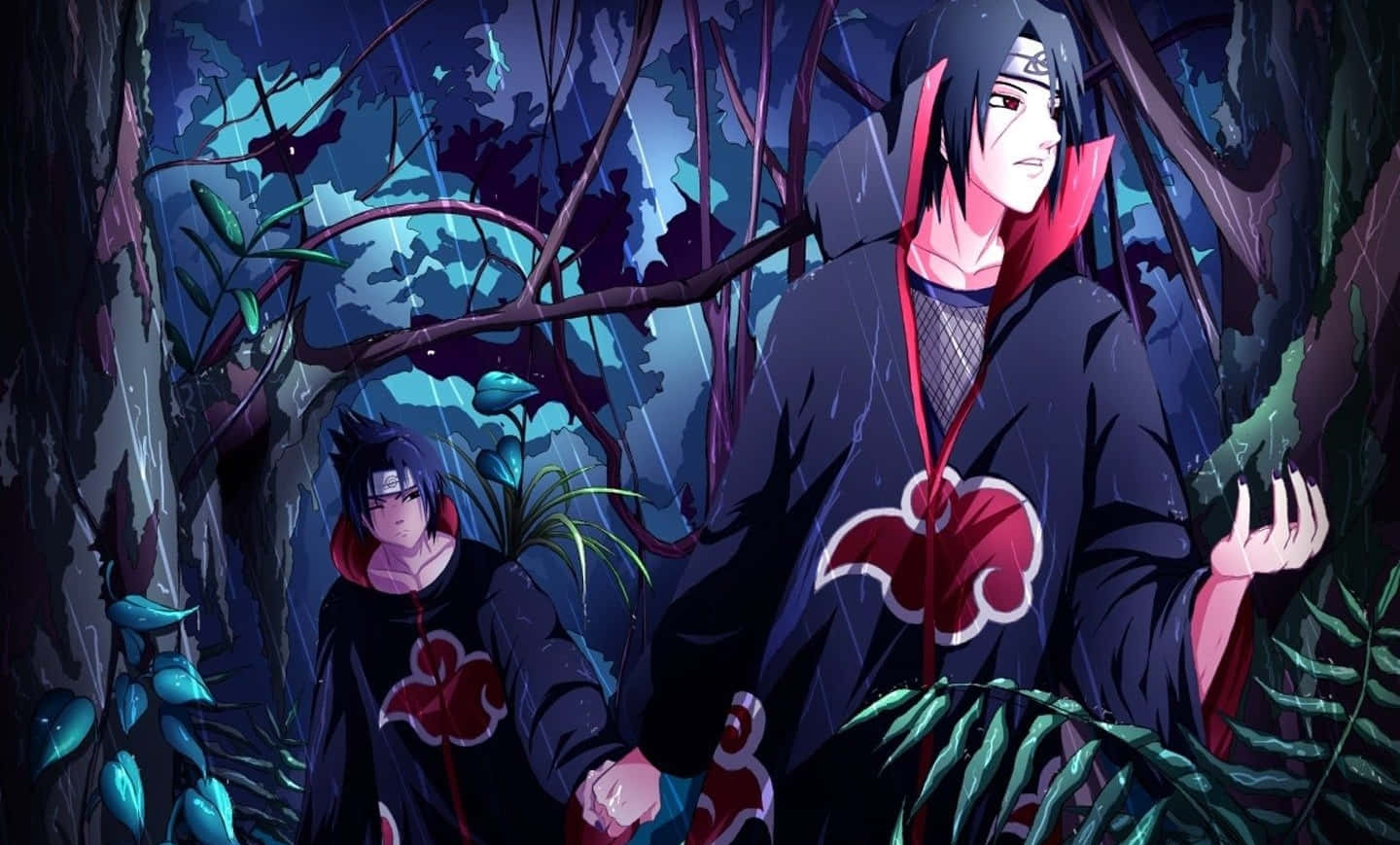 Sasuke og Itachi Mørk Skov Tæppe Wallpaper
