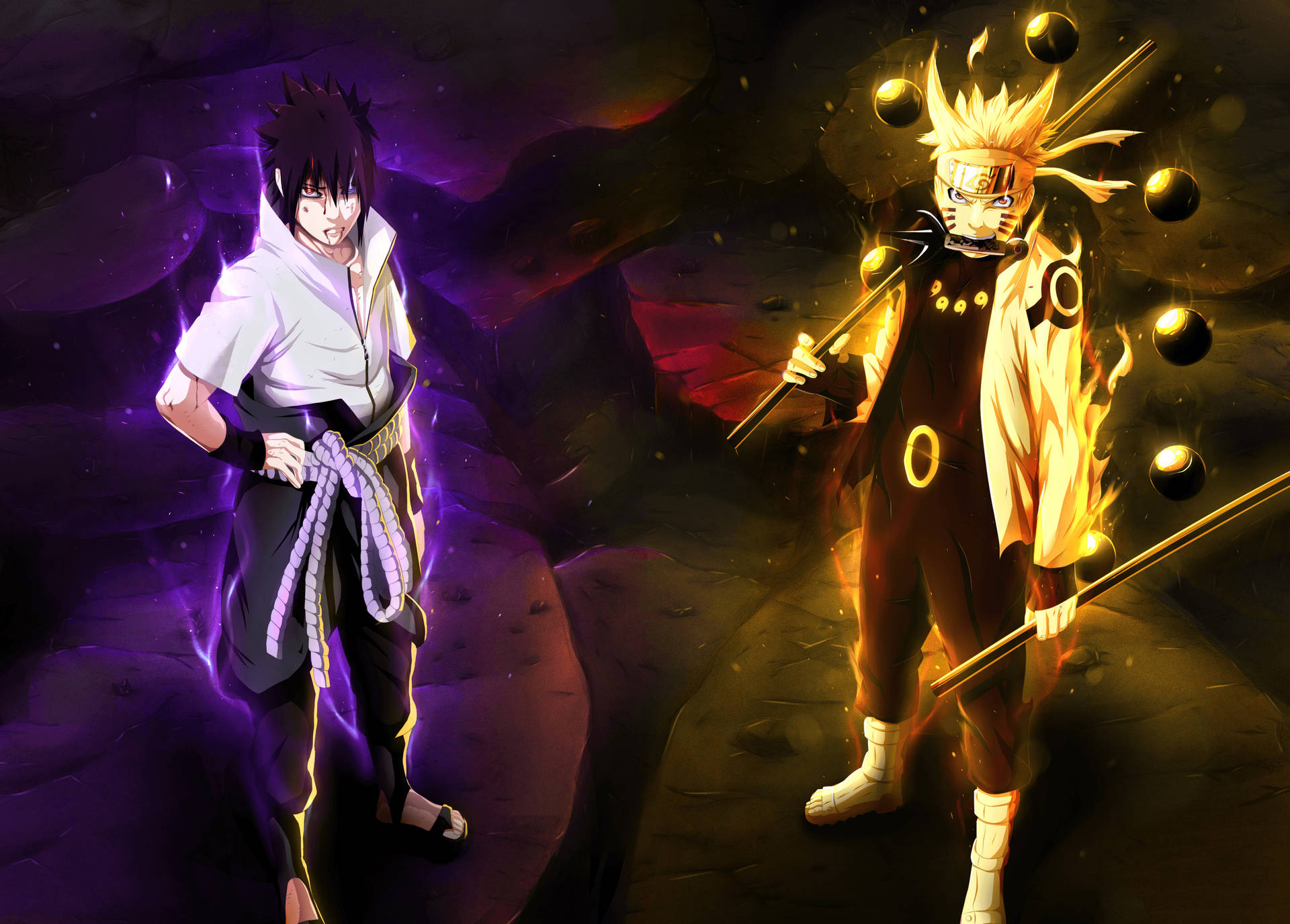 Sasuke And Naruto 4K Aura Wallpaper