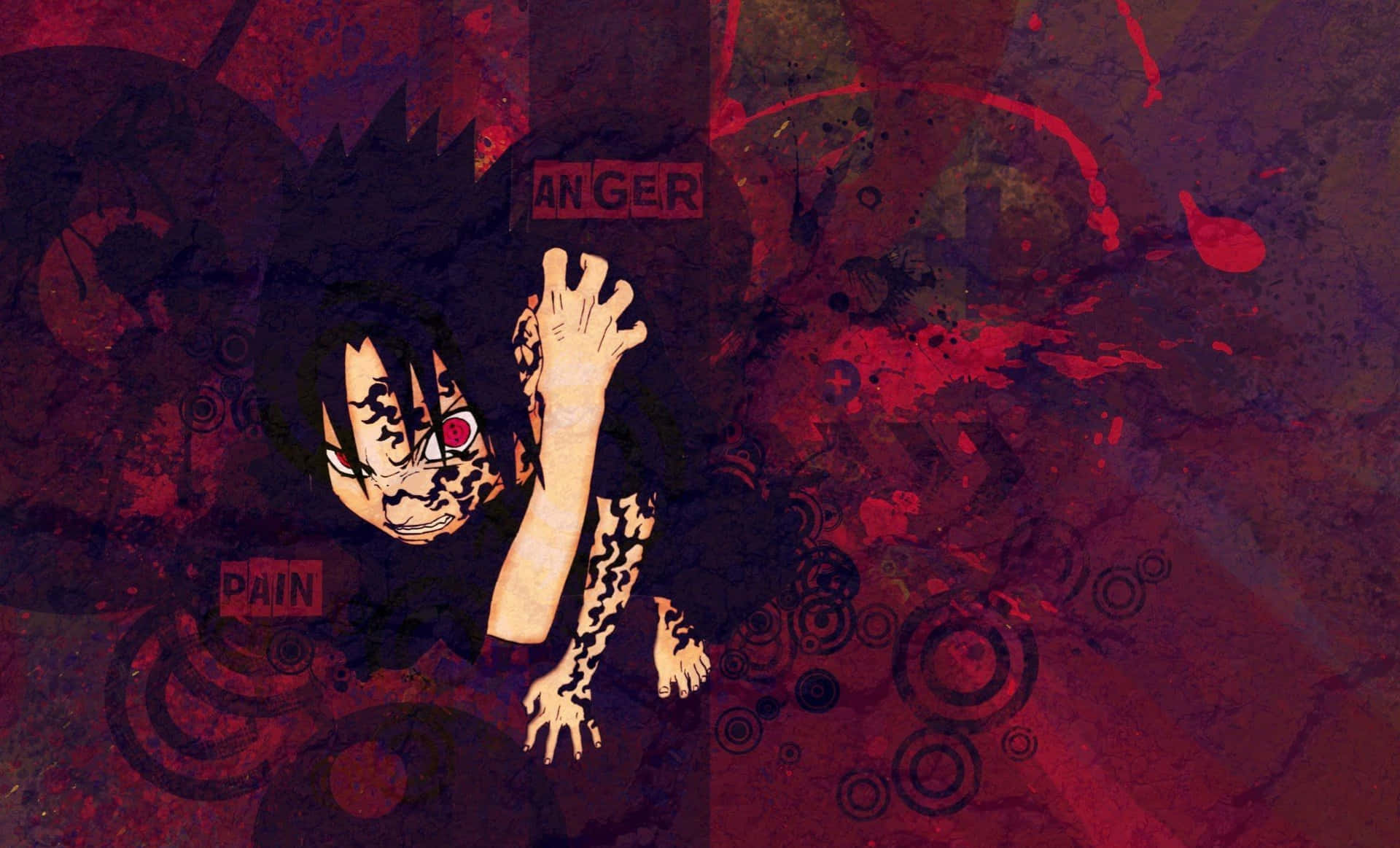 Sasuke Curse Abstract Red Digital Art Wallpaper