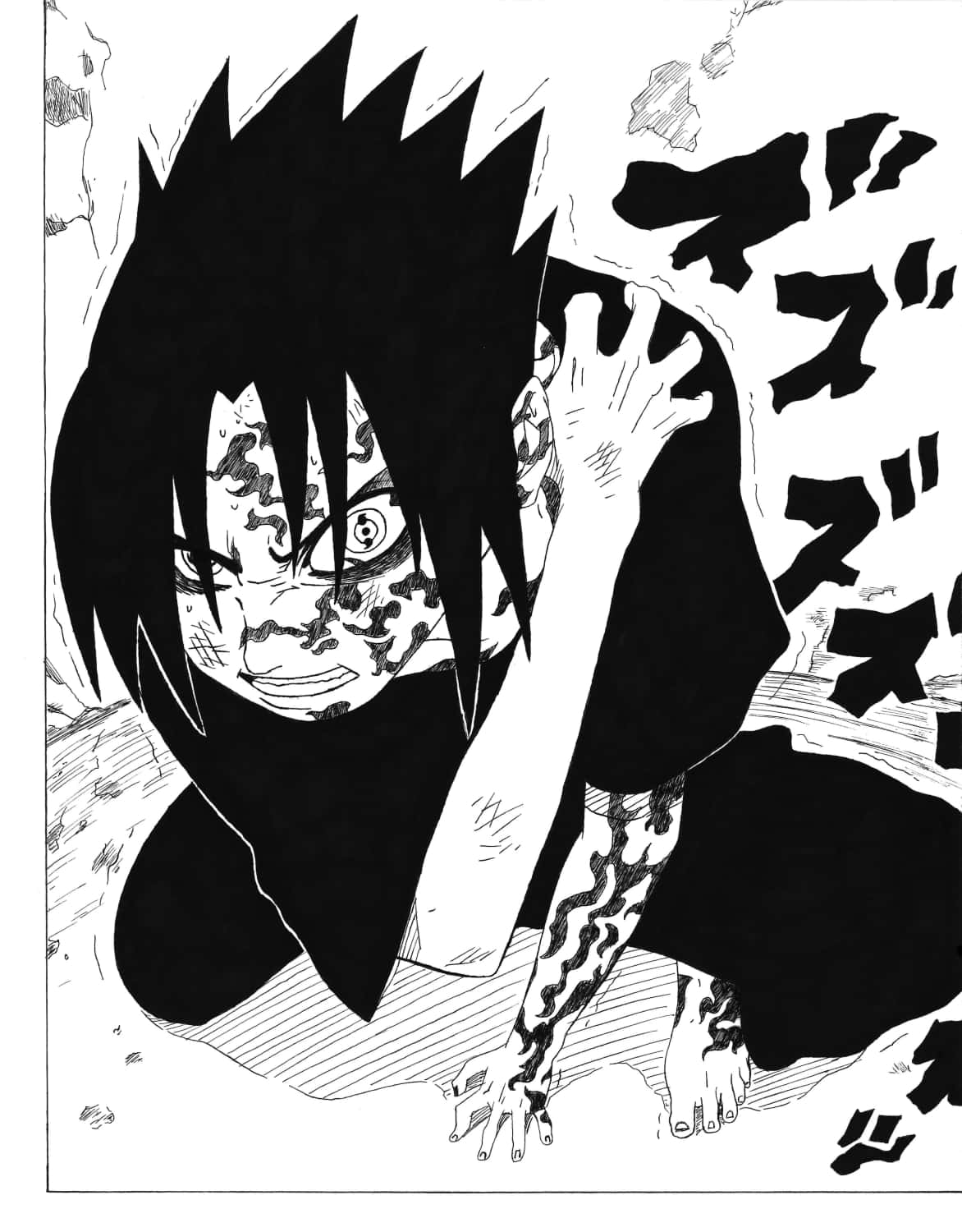 Sasuke Curse Illustration From Manga Strip Wallpaper