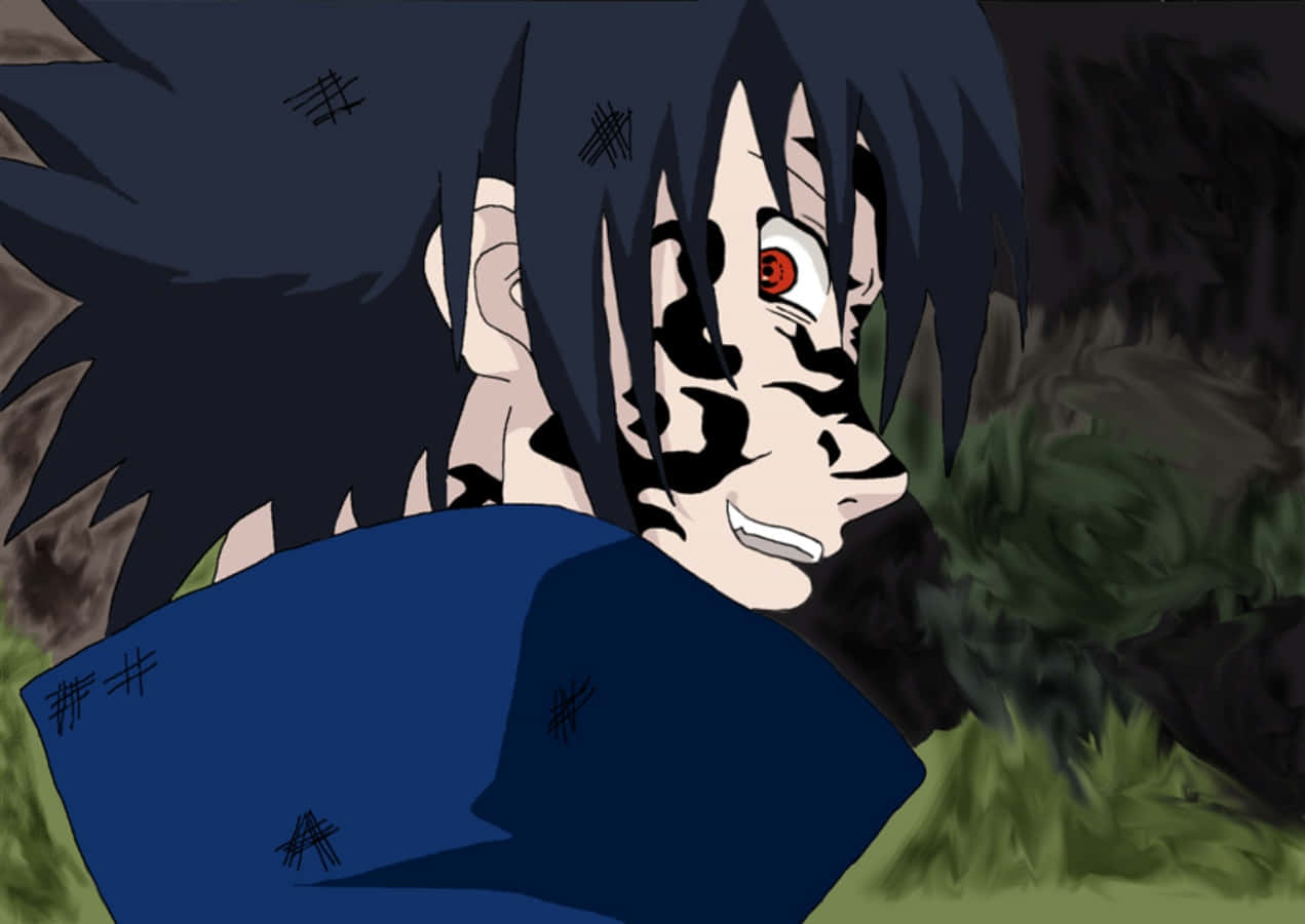 Artegráfico De Sasuke Maldecido En Ángulo Lateral Enfurecido. Fondo de pantalla