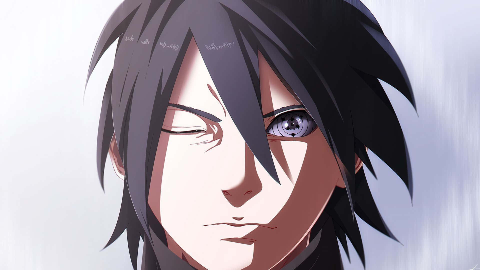 "Intensely focused on the task ahead, Sasuke stares straight ahead" Wallpaper