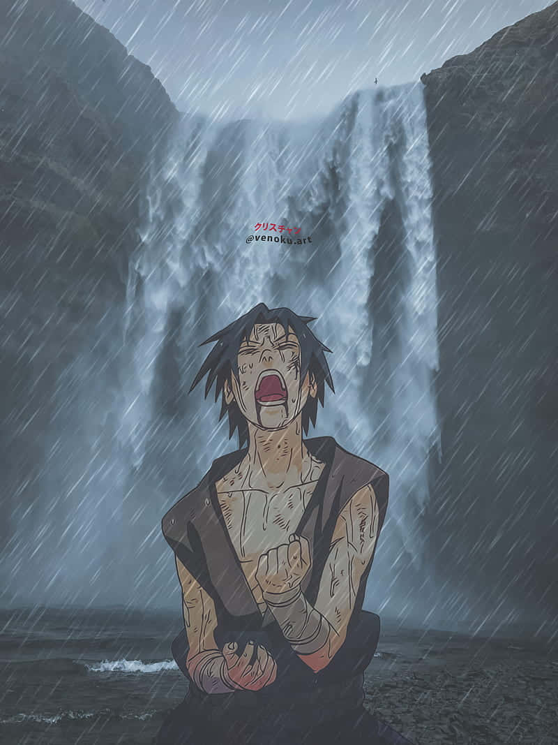 Eneftertänksam Sasuke Står I Ett Mörkt Och Isolerat Område. Wallpaper