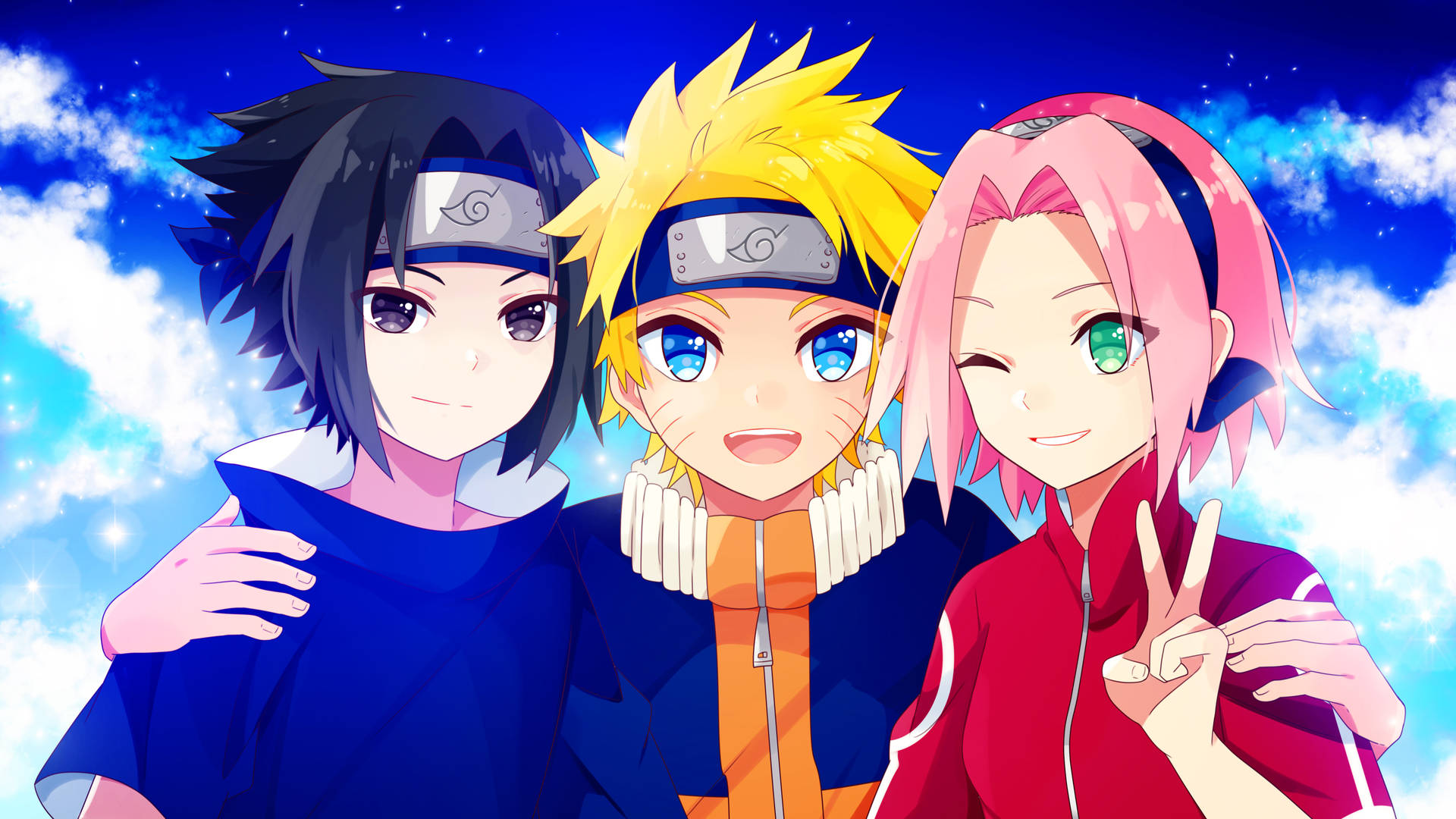 Sasuke, Naruto, og Sakura 4K Wallpaper