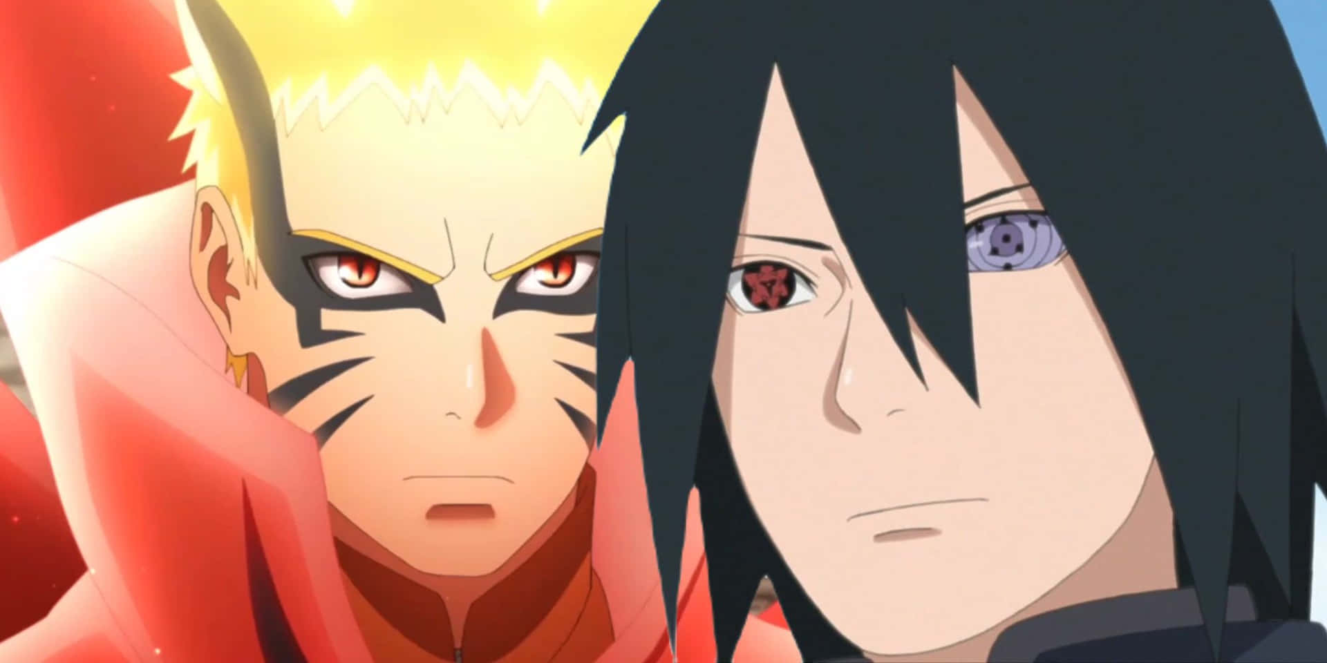Two rivals at last meet, Sasuke (left) and Naruto (right)