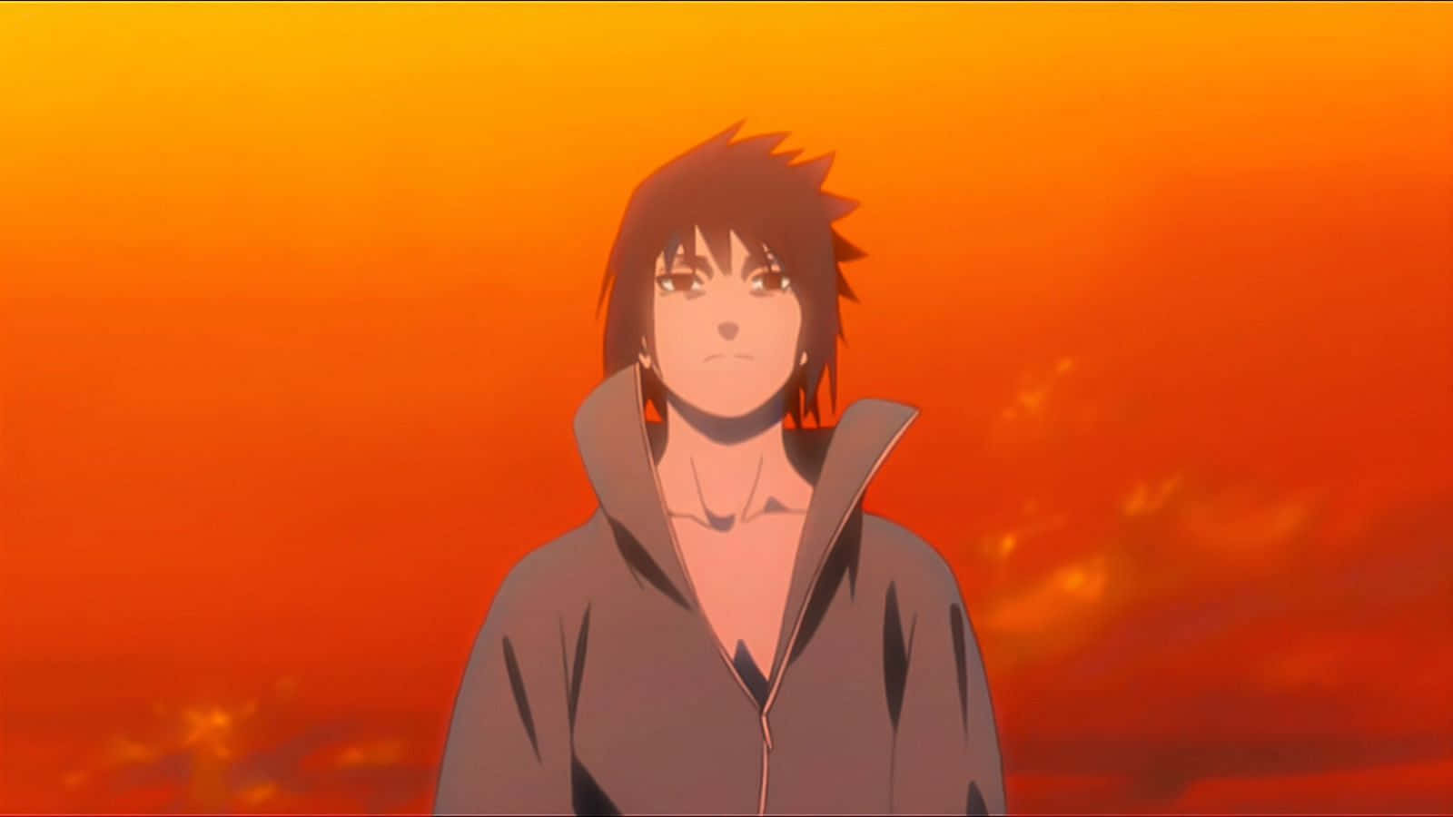 Sasuke Naruto billeder på rød og oranger striber baggrund