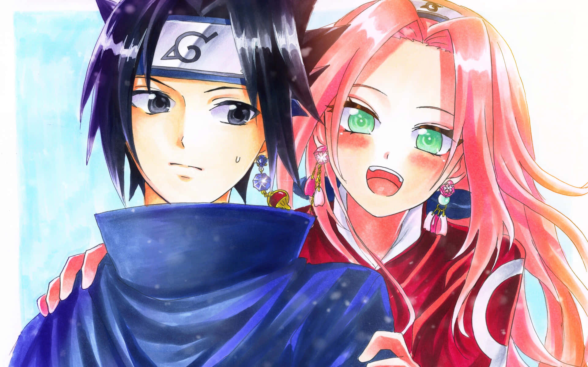 Sasuke og Sakura - Et symbol på evig kærlighed Wallpaper