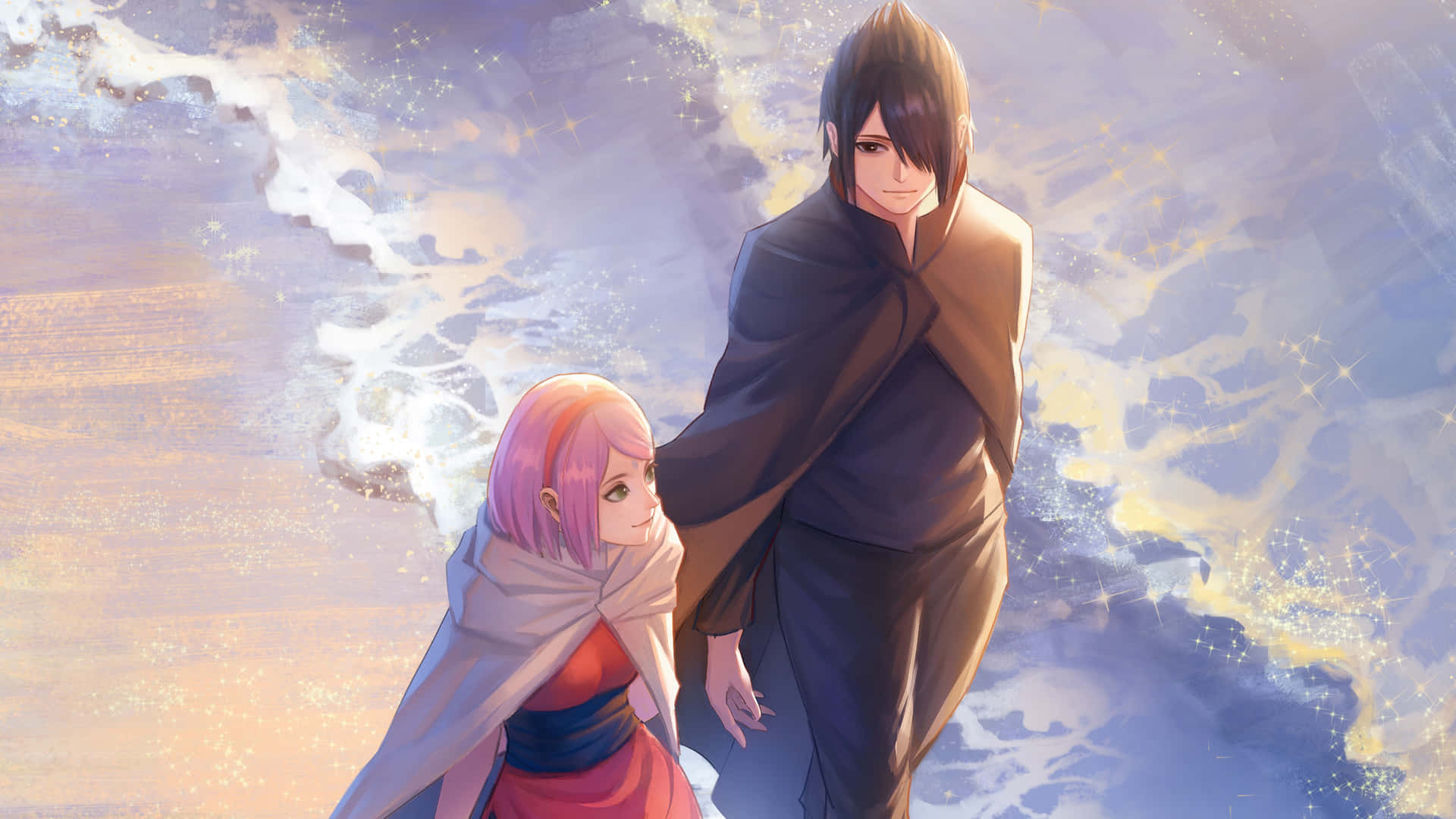 Fra rivaler til partnere: Sasuke & Sakura deler en ubrydelig bånd Wallpaper