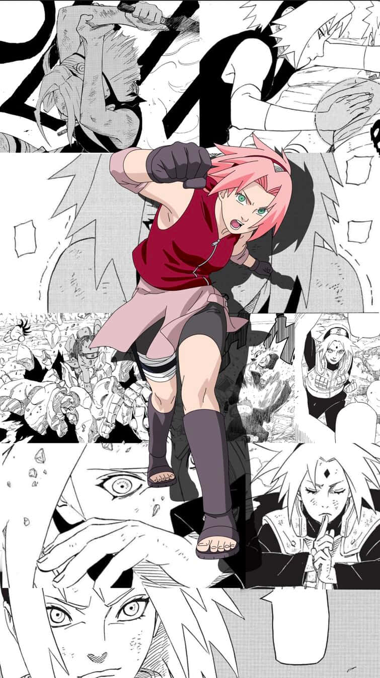 !Sasuke og Sakura fra Naruto, klar til kamp! Wallpaper