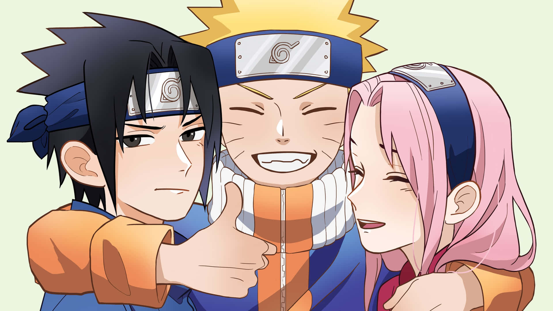 Sasuke og Sakura fra Naruto forenes. Wallpaper