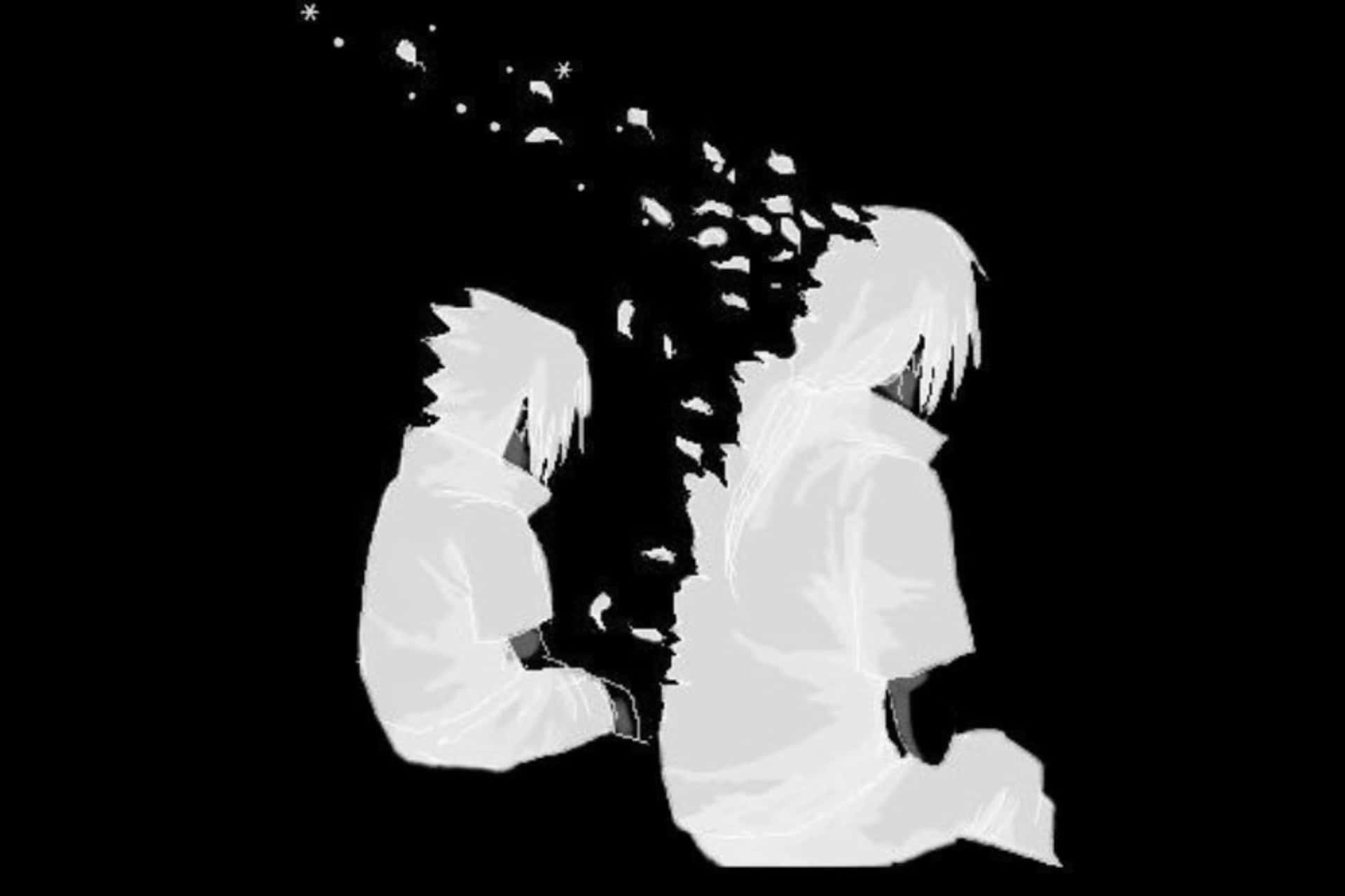 Sasuke Silhouette Art Black White Wallpaper