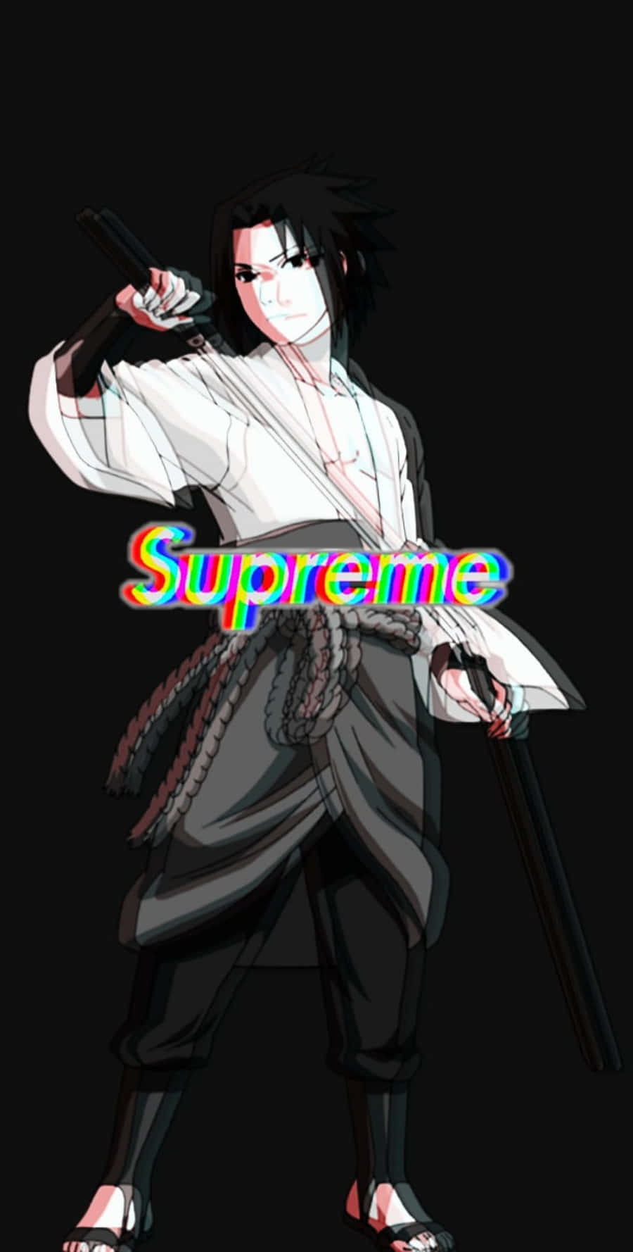 Sasuke Supreme Naruto Glitch Digital Art Wallpaper