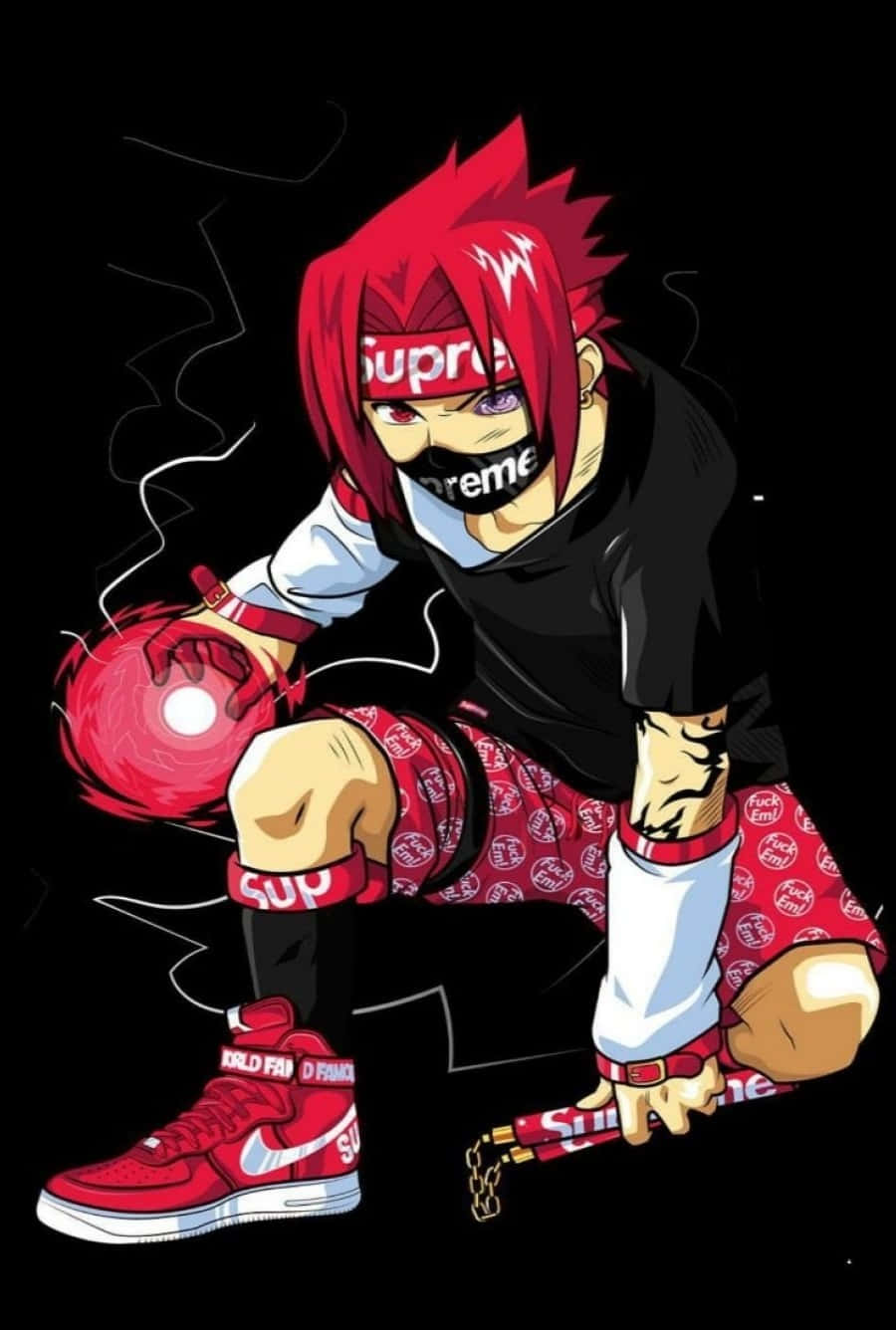 Sasuke Supreme Naruto Red Fire Ball Wallpaper