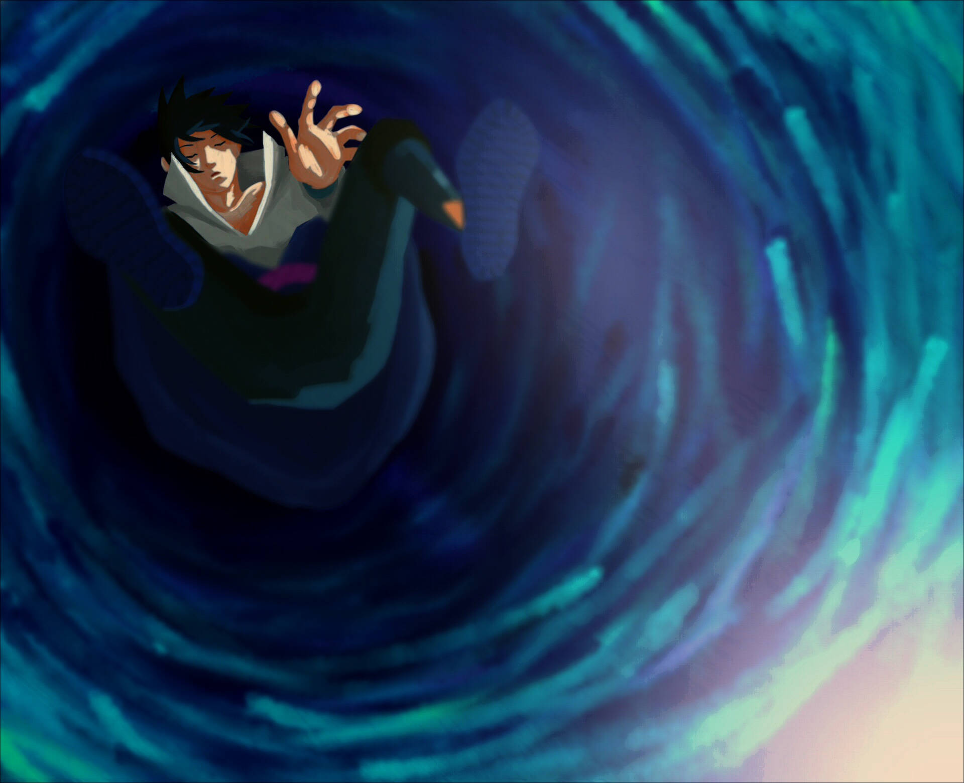 Sasuke Uchiha 4k Falling Into An Abyss Wallpaper