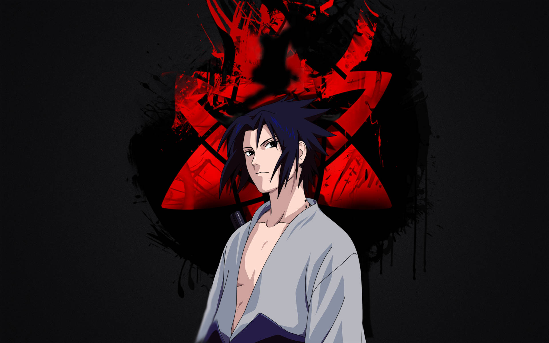 Sasuke Uchiha 4k In Front Of Sharingan Logo Wallpaper