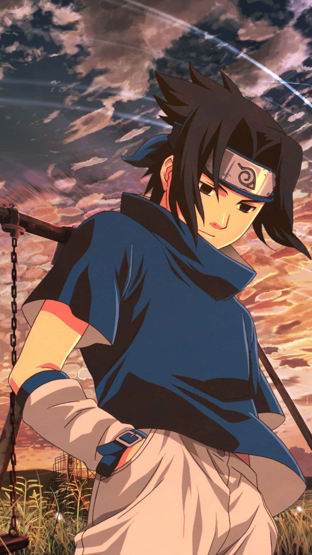 Sasuke Uchiha Anime Character Sunset Background Wallpaper