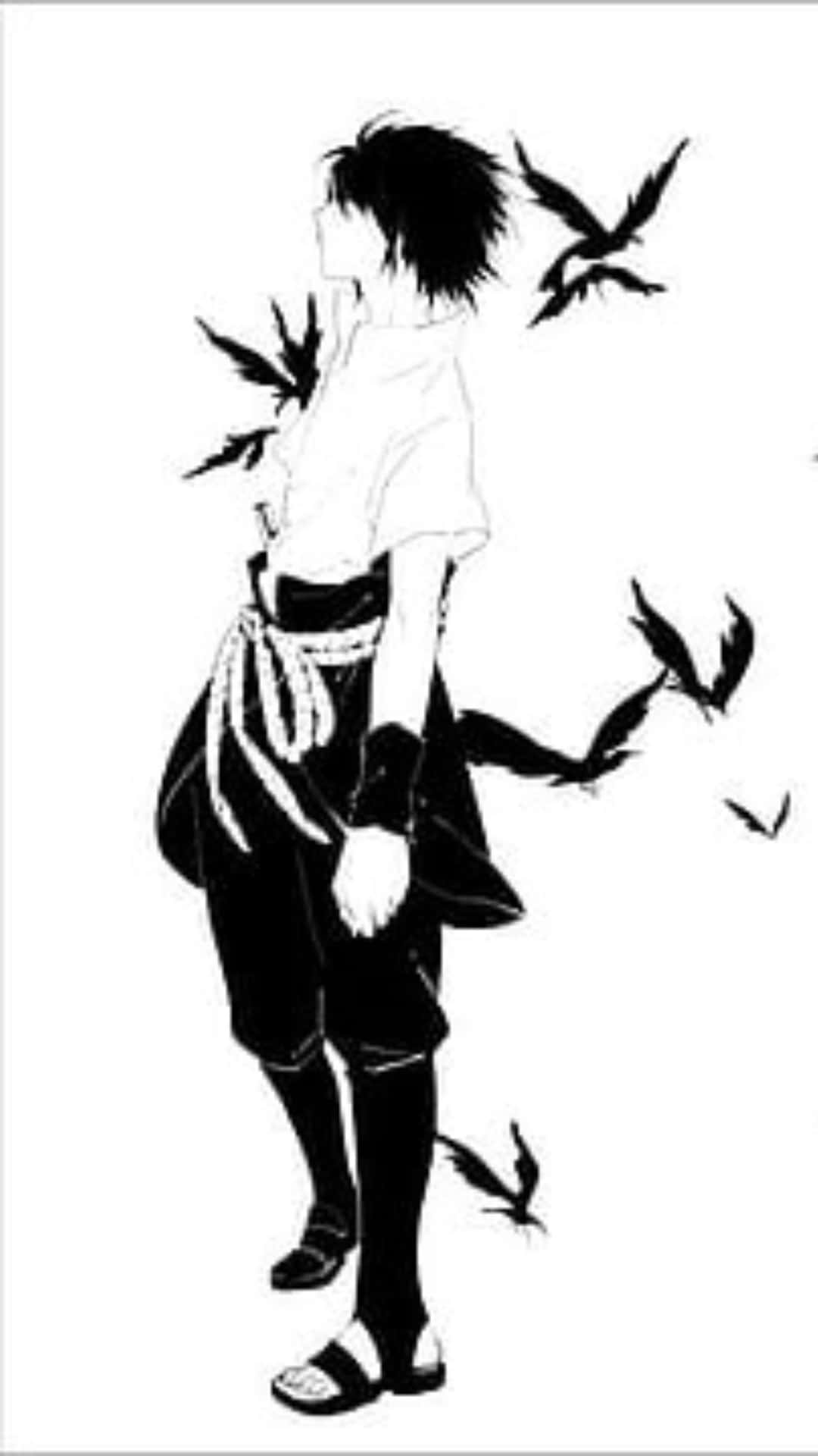 Sasuke Uchiha Black White Art Wallpaper
