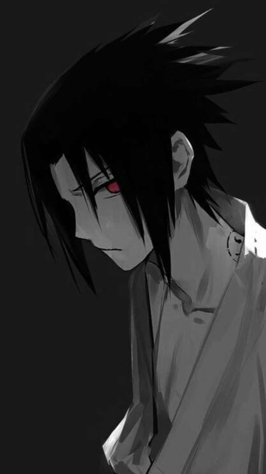 Sasuke Uchiha Monokromaattinen Muotokuva Taustakuva